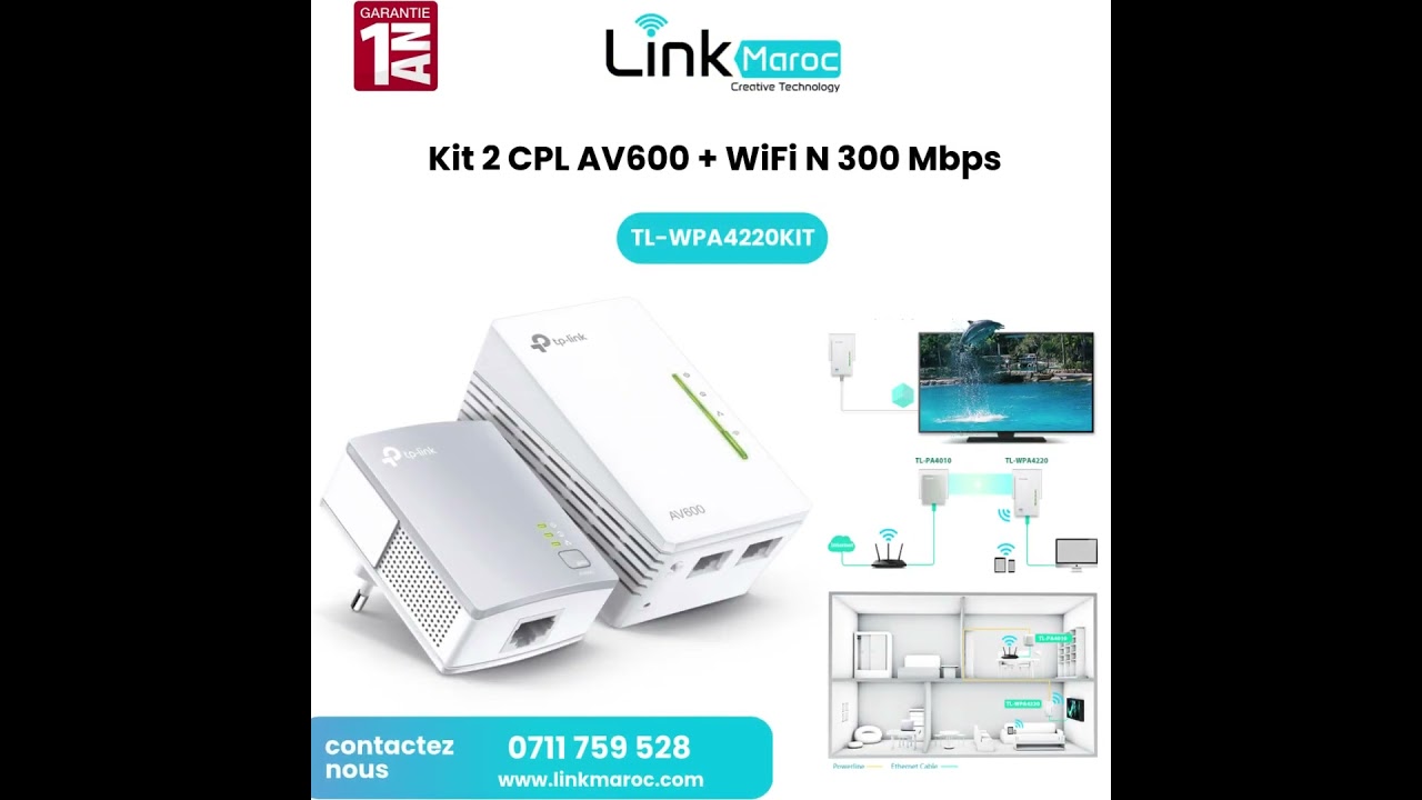 Kit 2 CPL AV600 – Réseau électrique Maroc Casablanca bon prix  #maroc #wifi #tech #tplink #home
